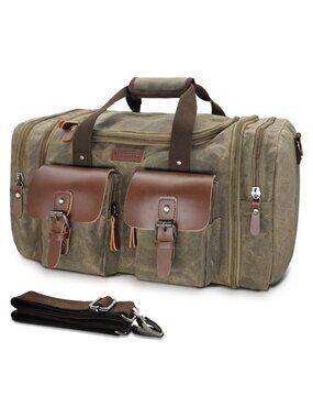 Waxed Canvas 50L Expandable Weekender Duffle Travel Bag